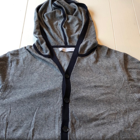 Ryan Seacrest Striped Button Front Hoodie Cardigan - Picture 4 of 6